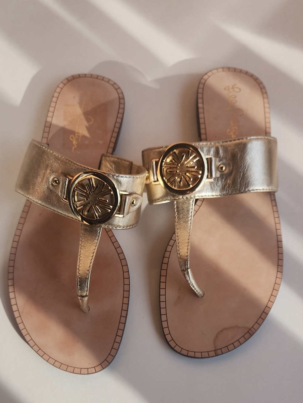 Lilly Pulitzer Rousseau Thong Gold Sandals